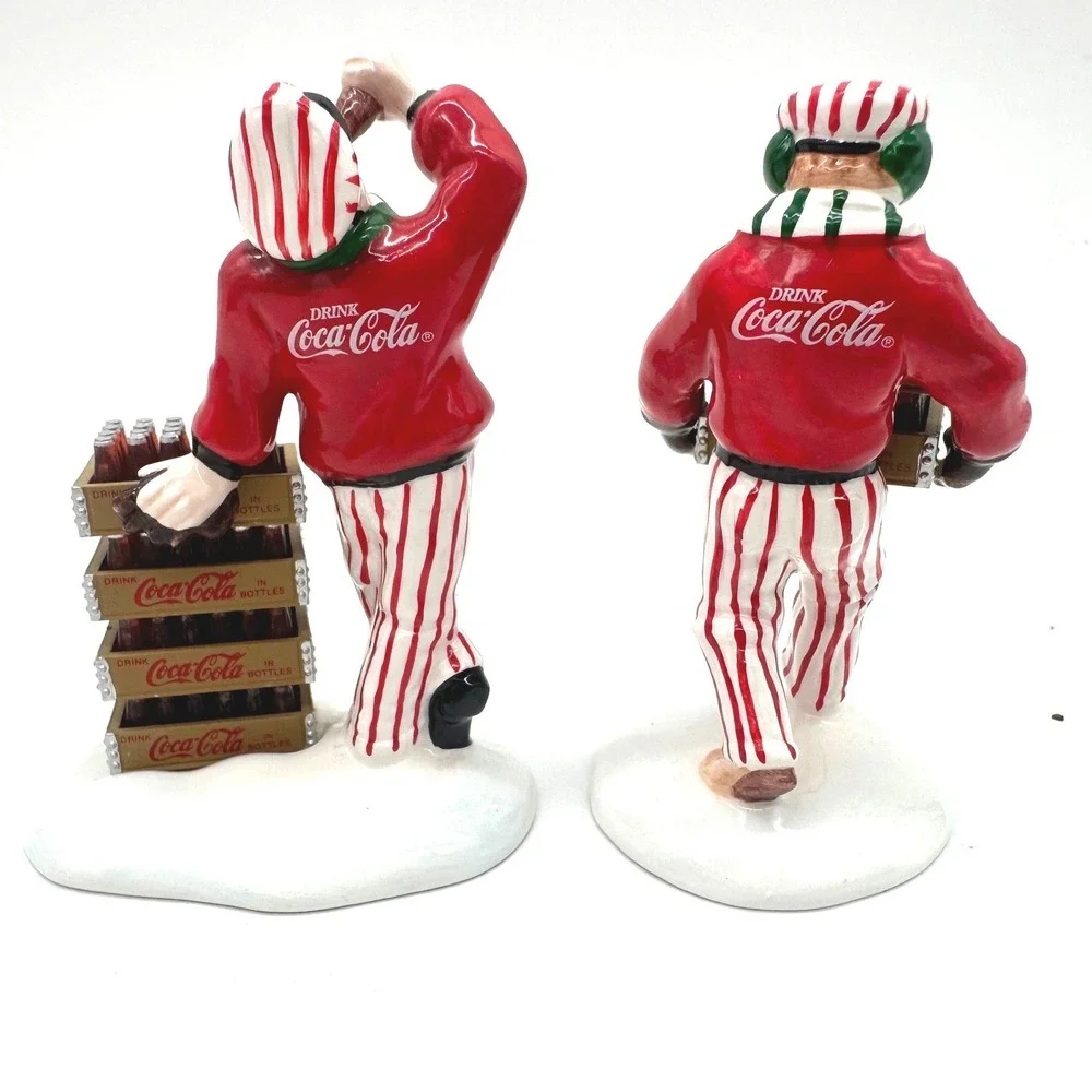 Vintage Dept 56 Coca-Cola Delivery Men Snow Village 5480-1 Ceramic Figurine Set